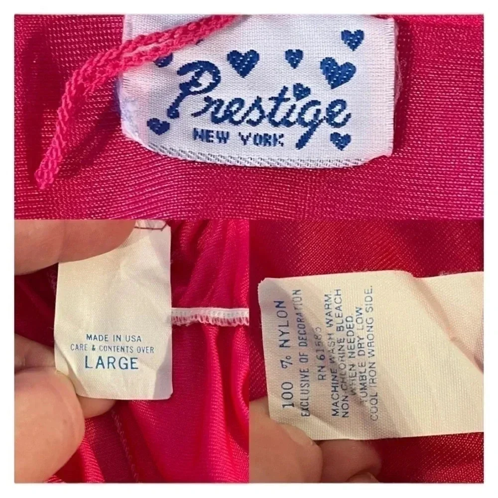 Vintage 1960s Prestige New York 2 pc‎ Nightgown Peignoir Hot Pink USA.